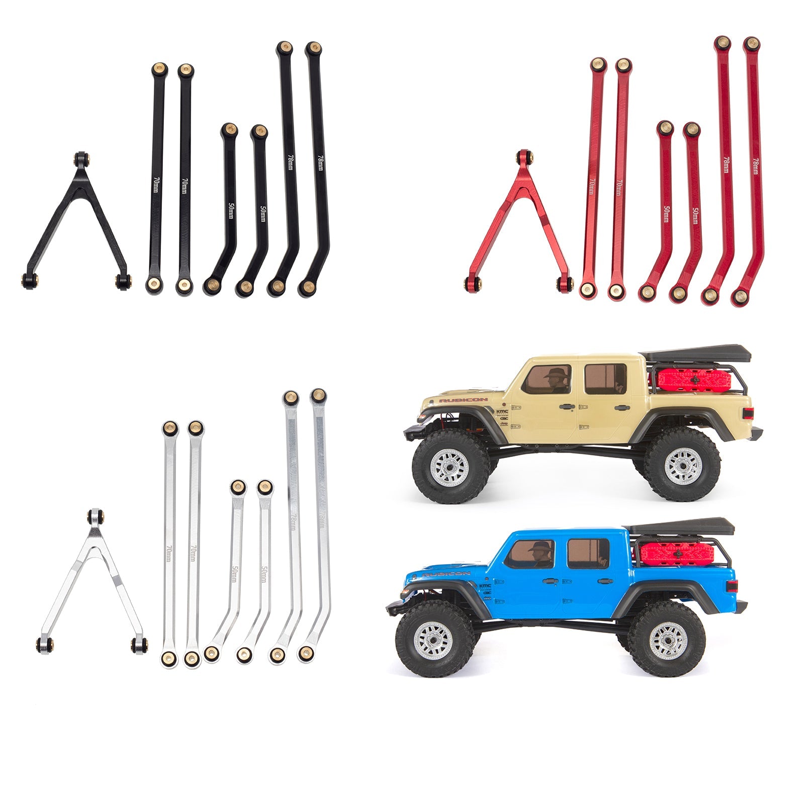 MEUS Racing Metal High Clearance Chassis Links for 1/24 SCX24 Lexus GX 470 Titanium main image 0