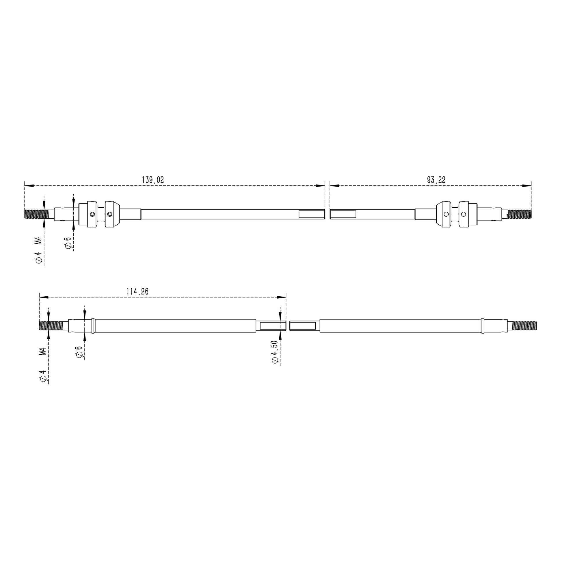 Isokinetic 3-section CVD Shafts size for 1/10 Vanquish H10 Optic Axle 