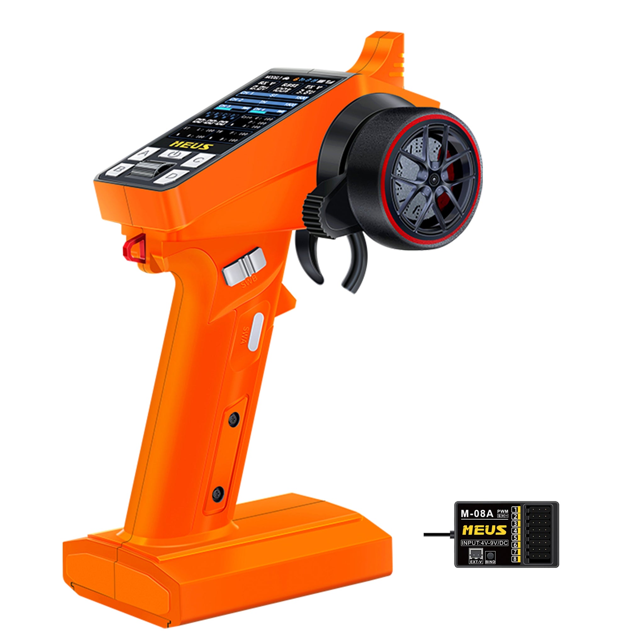 MEUS Racing ME-8A 8CH 2.4GHz RC Transmitter with M-08A Receiver for SCX24 TRX4M SCX10 TRX-4 RC Models