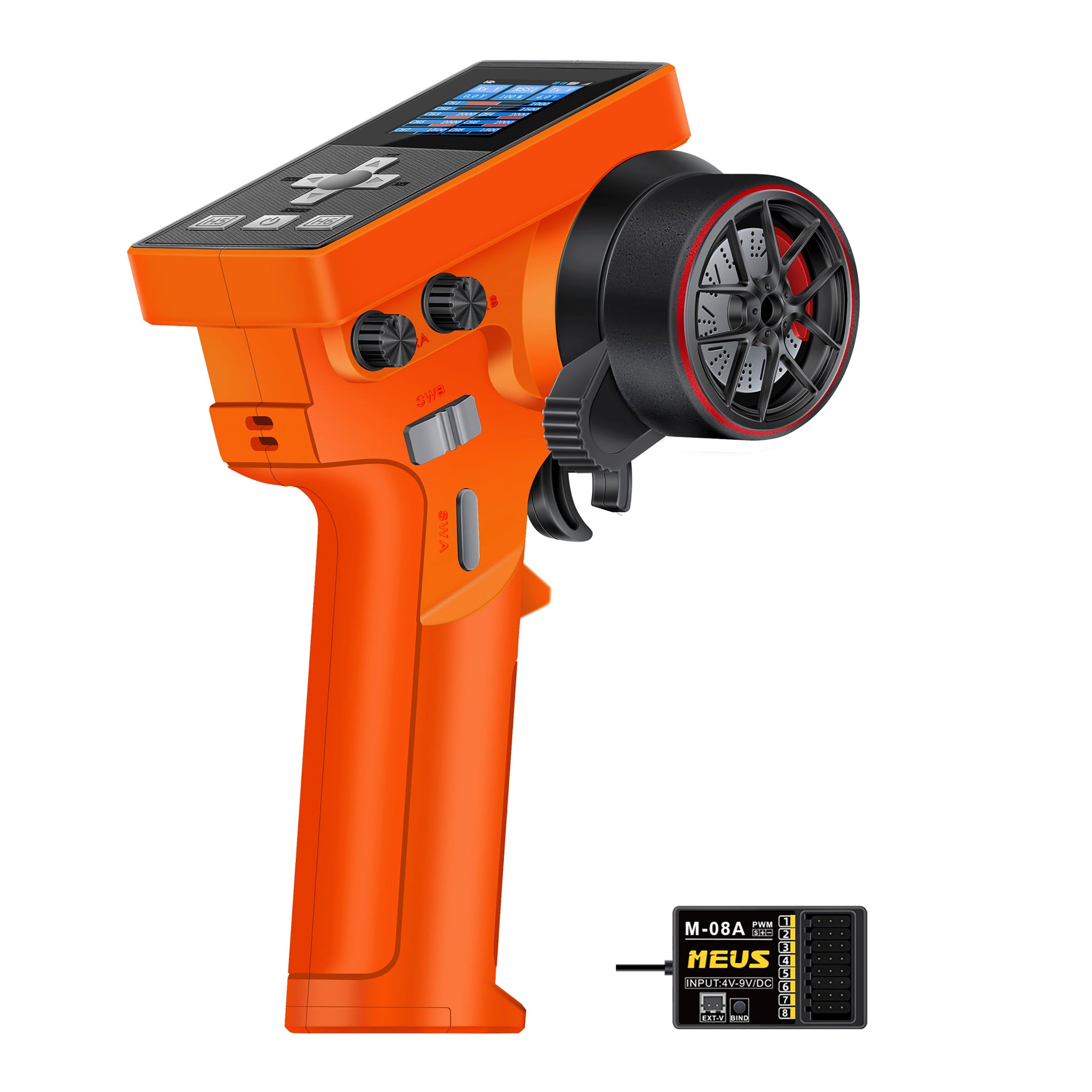 MEUS Racing ME-8B RC Transmitter 8CH 2.4GHz & M-08A Receiver for 1/8 1/10 1/18 1/24 TRX4 SCX10 TRX4M SCX24 RC Models