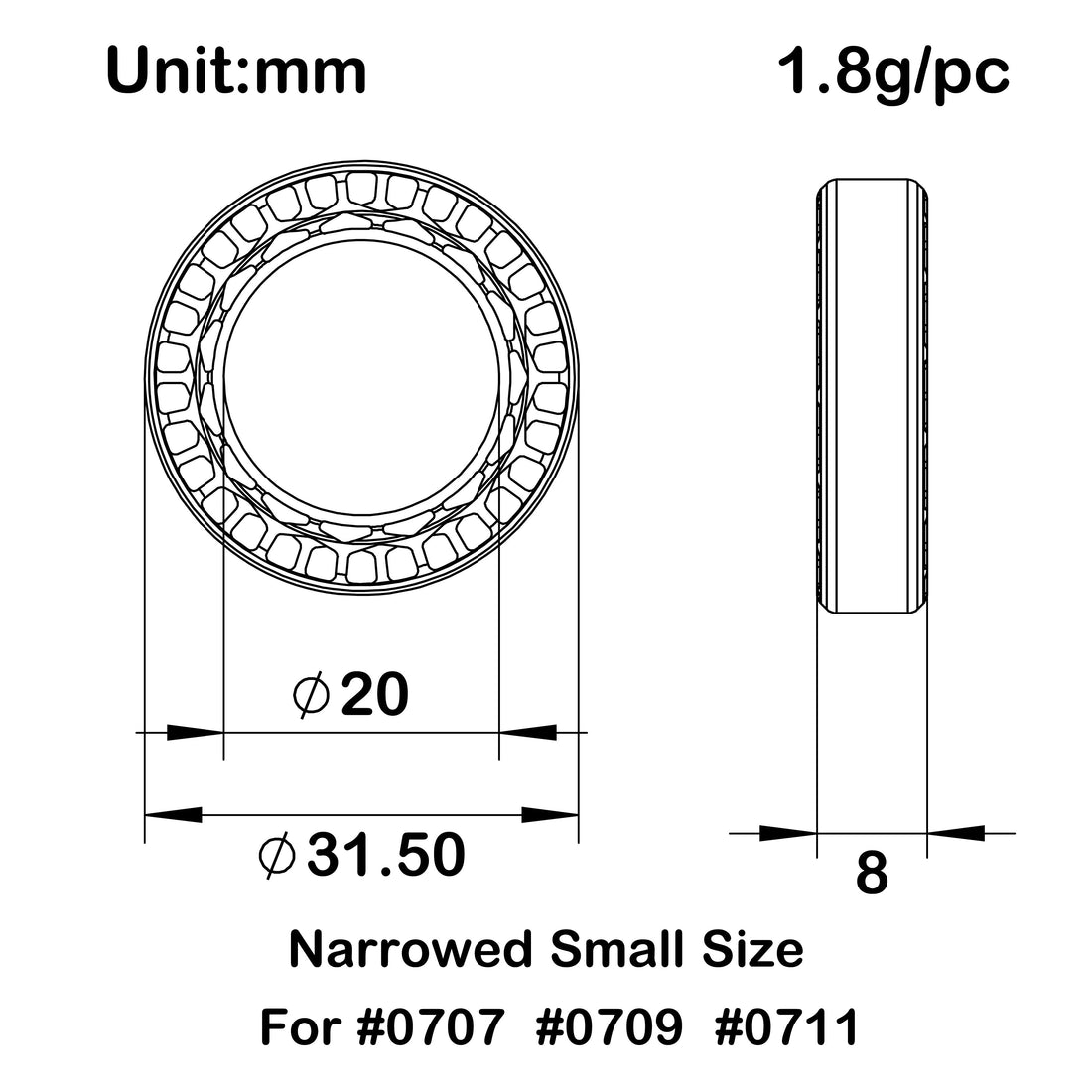31.5×8mm silicone tire inserts