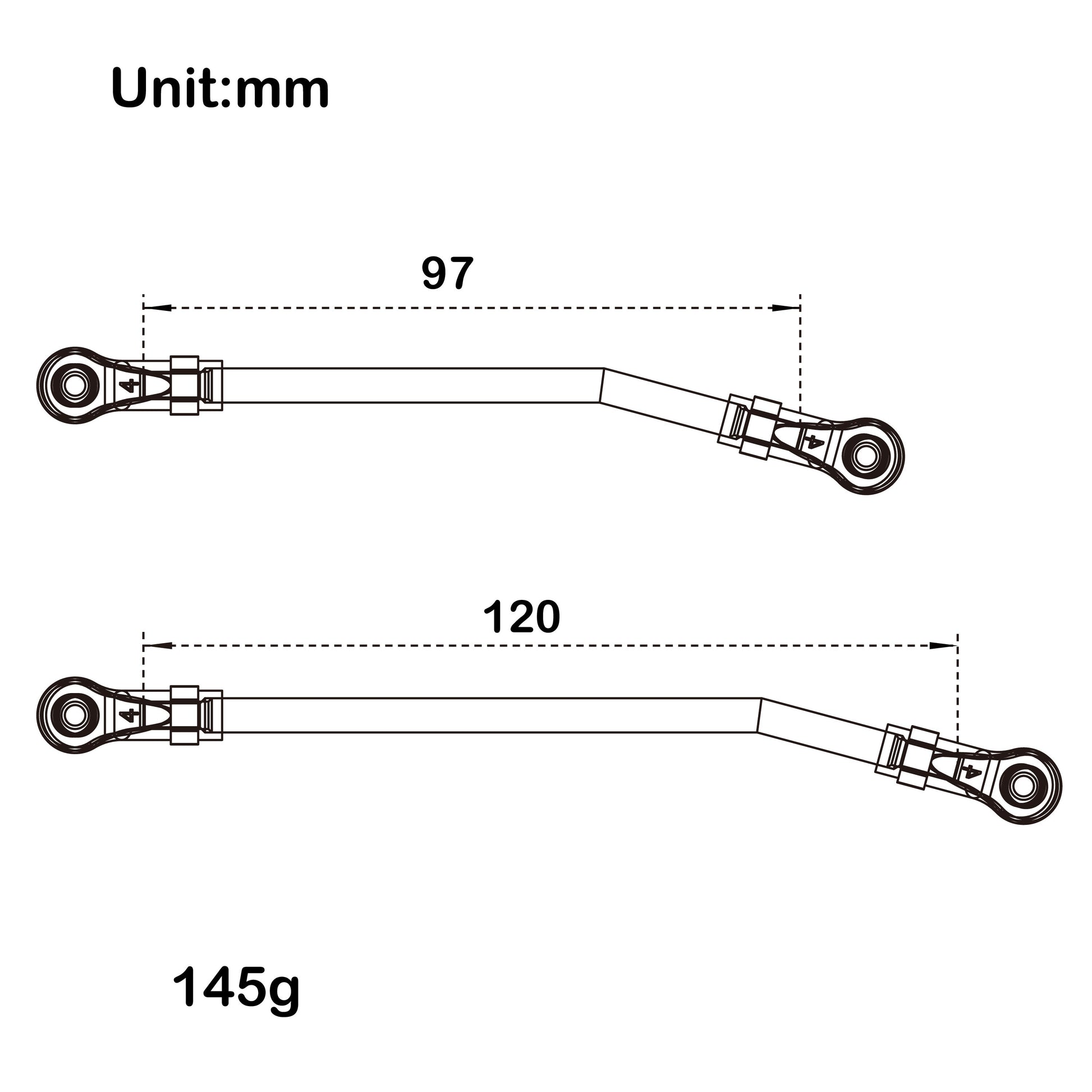 324mm Wheelbase Chassis Links Size For 1/10 Axial Capra 1.9 UTB