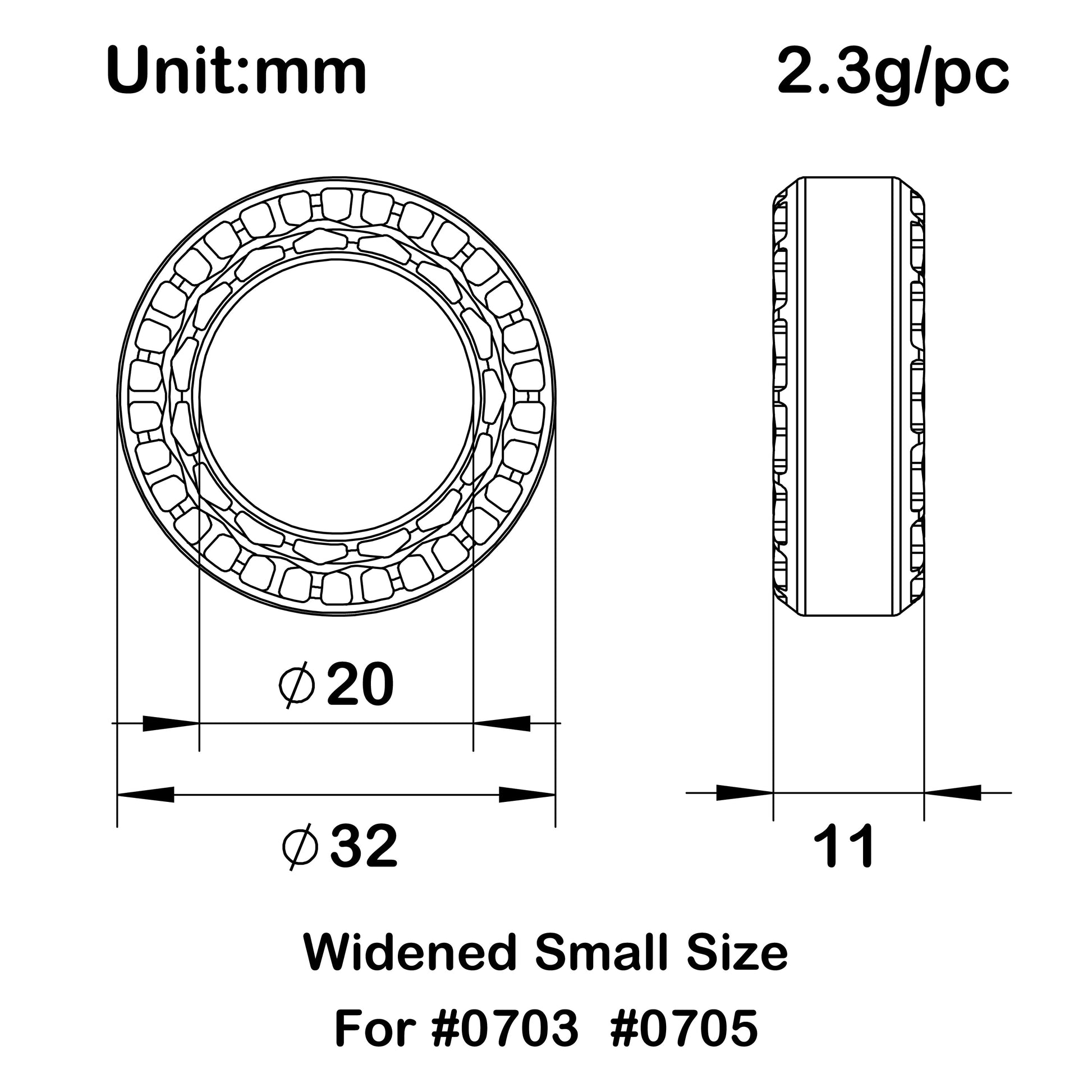 32×11mm silicone tire inserts size