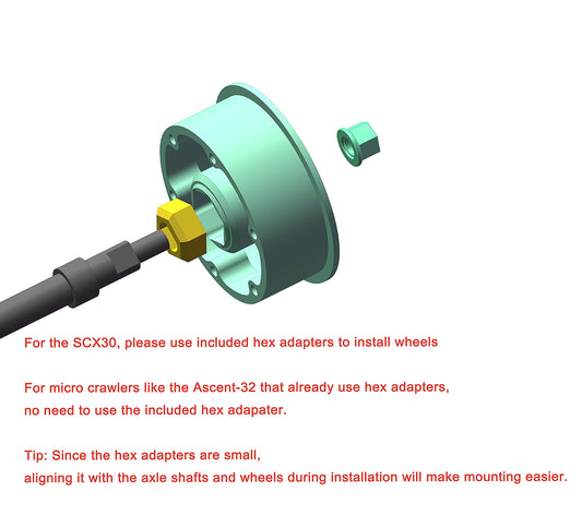 MEUS Racing 0.7-inch Beadlock Wheels Rims Deep-Dish Wheel for 1/30 Axial SCX30 1/32 Redcat Ascent-32 RC Crawler