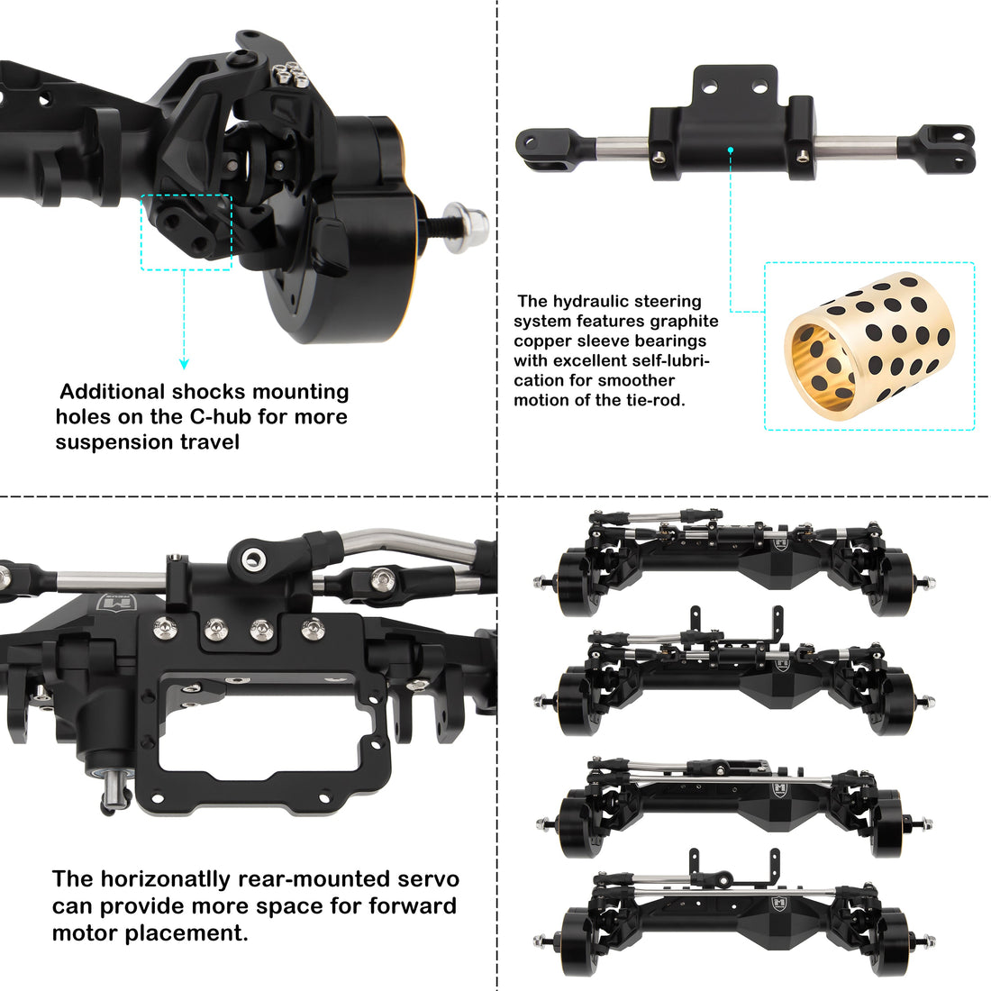 Black CHEAT CODE V2 Capra 1.9 Isokinetic front rear axles