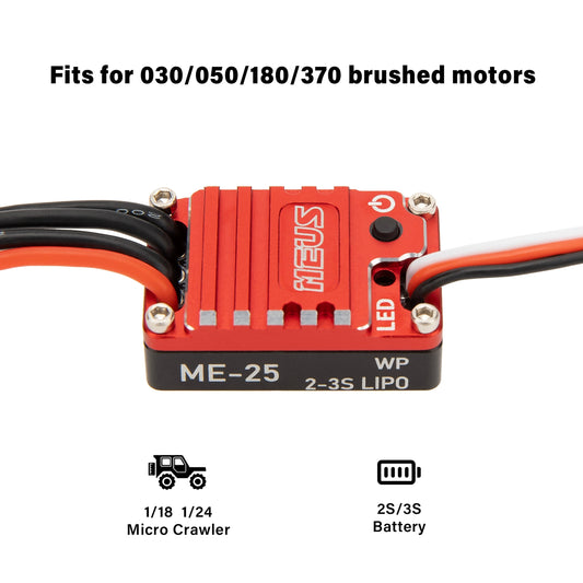 MEUS Racing ME25 25A Brushed Mini ESC for 1/24 1/18 SCX24 TRX4M RC Crawler
