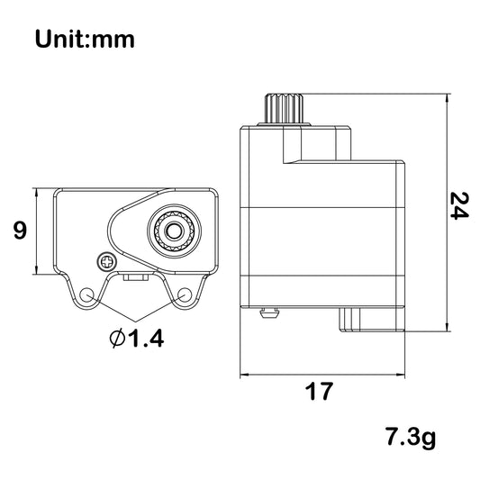 MEUS Racing Coreless Micro Aluminum / 15.8g Brass Servo for Axial 1/30 SCX30 RC Crawler