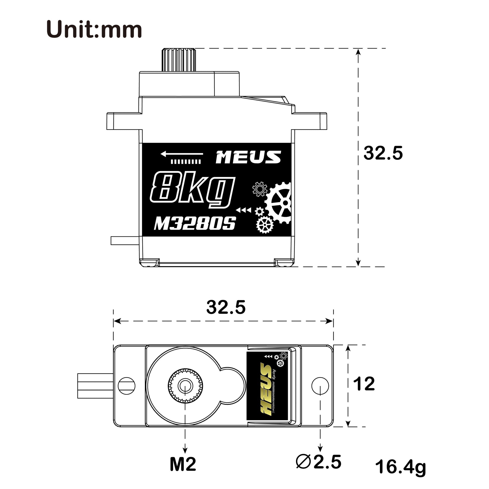 M3280S 8KG Digital Micro Servo Size for TRX4M SCX24