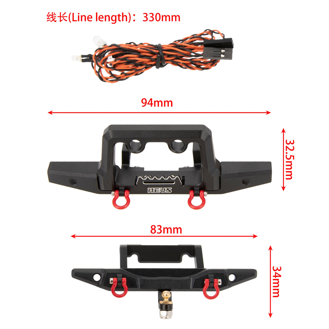  Metal front &amp; Rear bumper with LED lights for Defender 