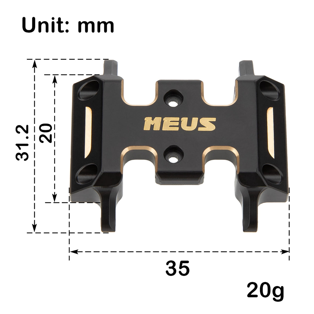 MEUS Racing 20g Brass /Nylon Transmission Skid Plate for Axial 1/24 SCX24 LCG Chassis