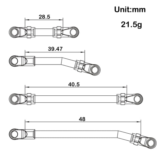 Aluminum SCX24 C10 High Clearance Chassis Links Size