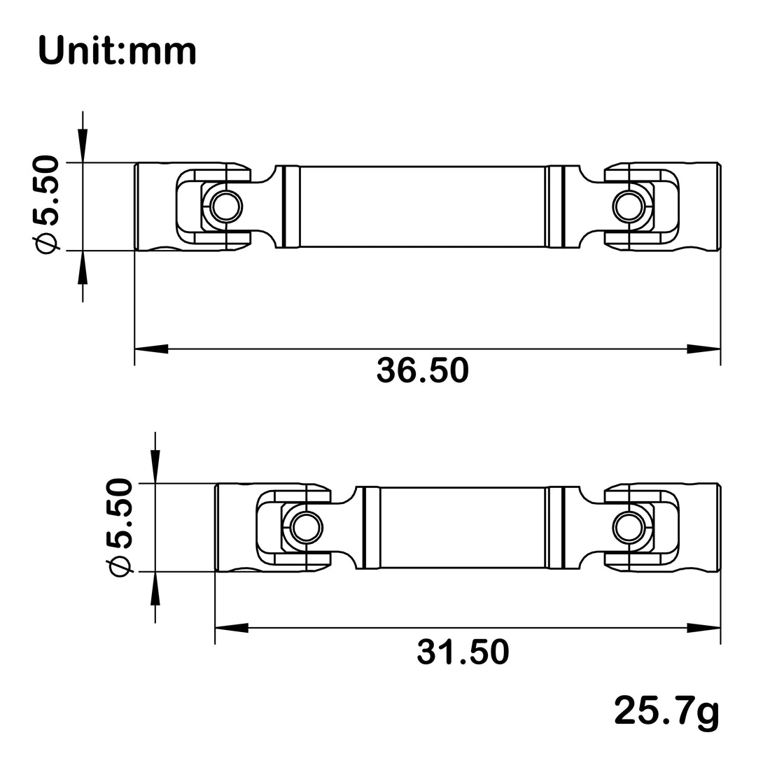 Black Ascent-32 Front Rear Drive shafts