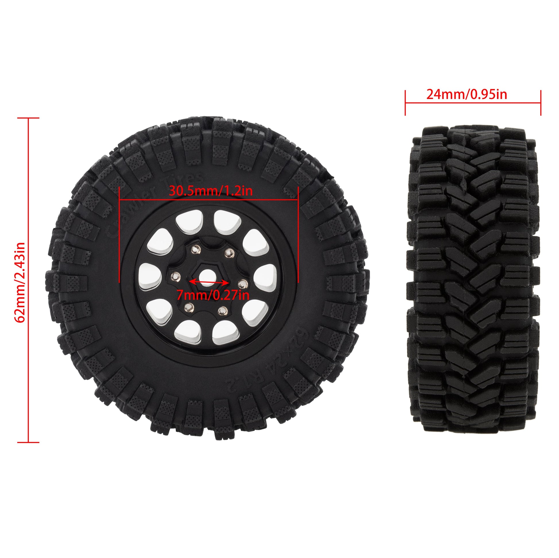 MEUS Racing 1.2-inch Beadlock Wheels Brass 1.0(plus) Wheel & Tire Set