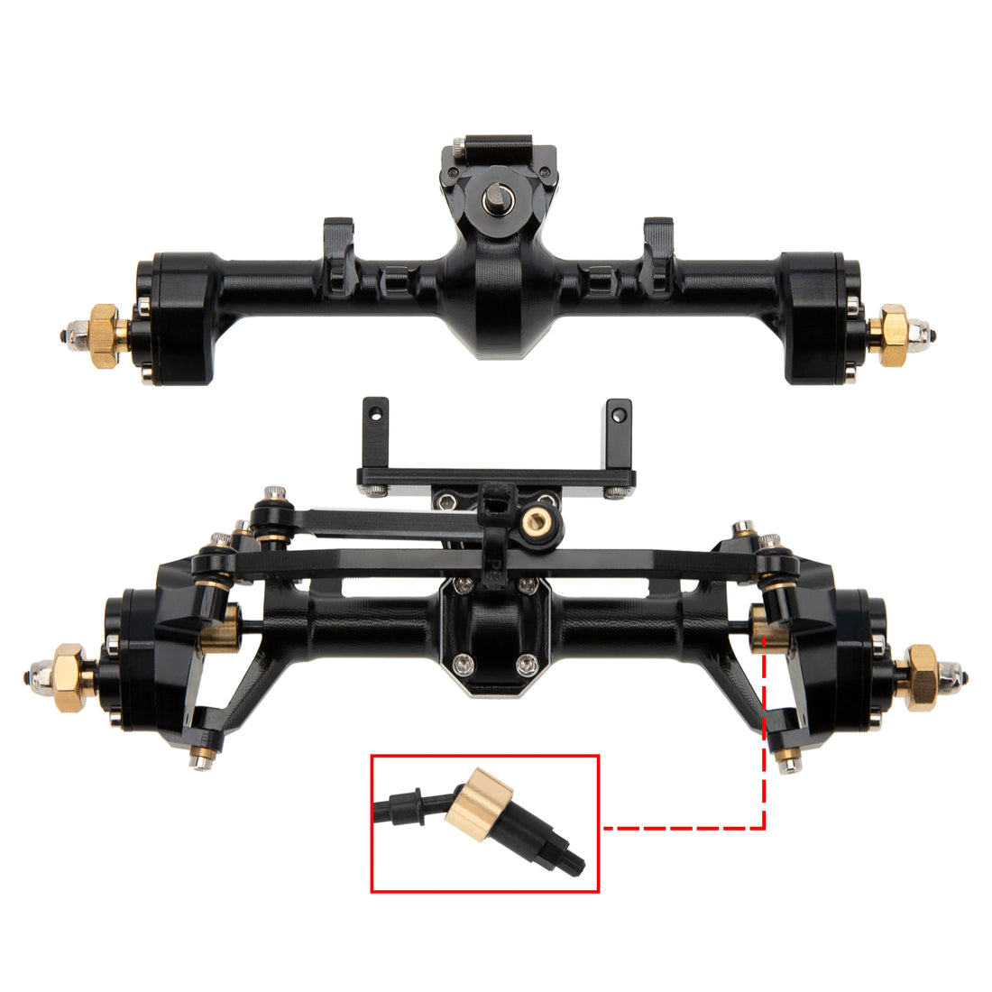 SCX24 Black Aluminum Alloy Front Rear Portal Axles package