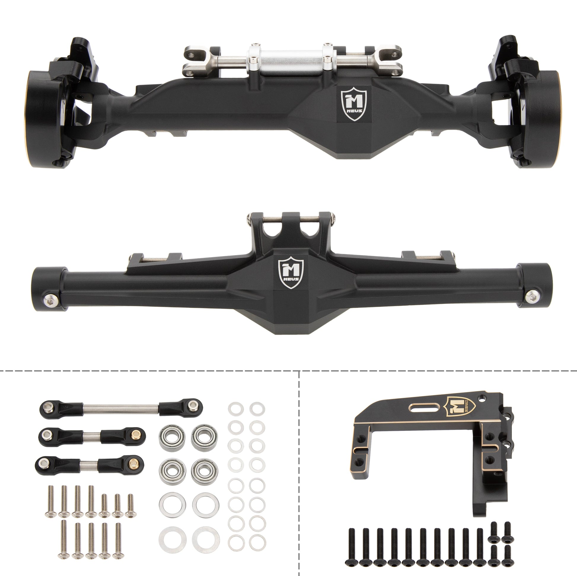 Black H10 Optic Isokinetic Front Rear Axles Housing with servo mount