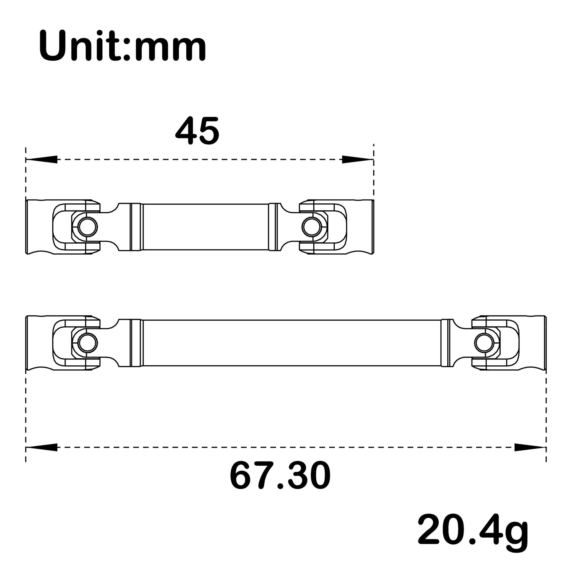 Black Stainless Steel Drive Shaft for SCX24 Gladiator size