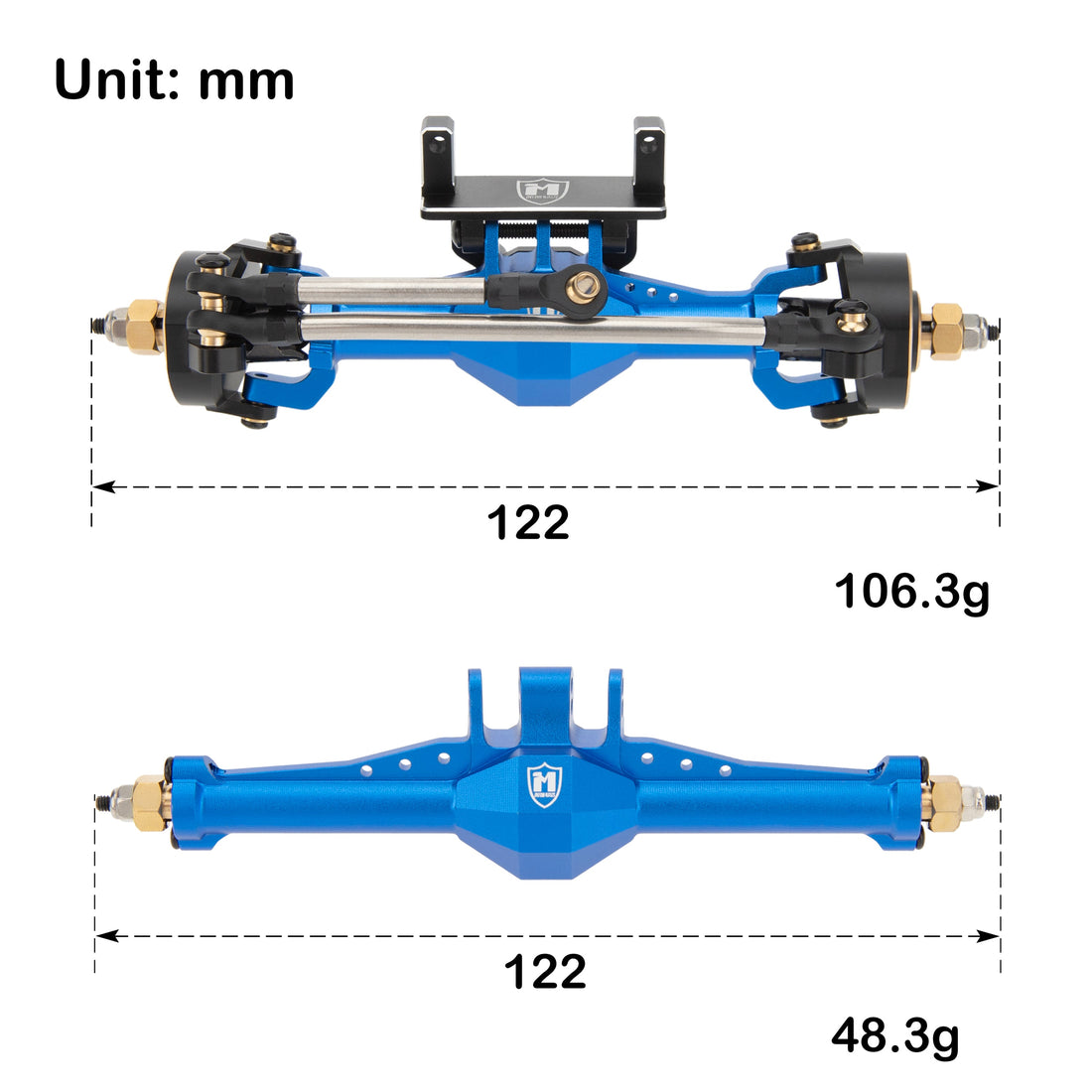 MEUS Racing TRX4M Metal Isokinetic Front Rear Axles with 3-Section CVDs for 1/18 TRX4M Bronco Land Rover Defender K10 High Trail