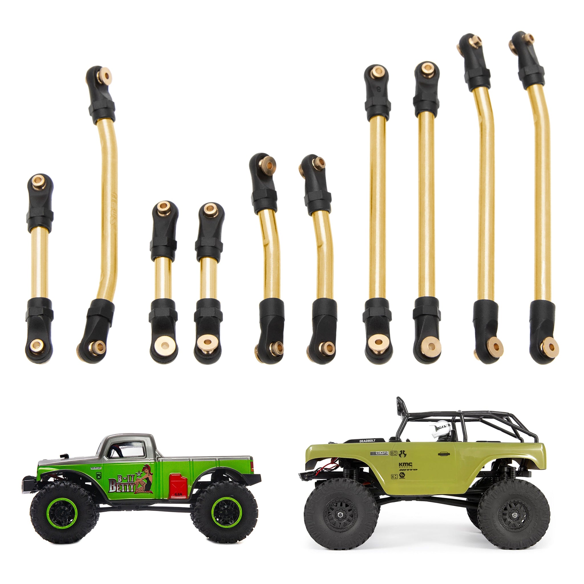 Brass SCX24 Deadbolt High Clearance Chassis & Steering Links 