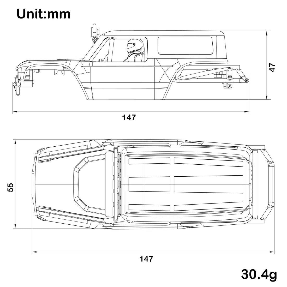 Green MB30 Body shell & chassis frame kit