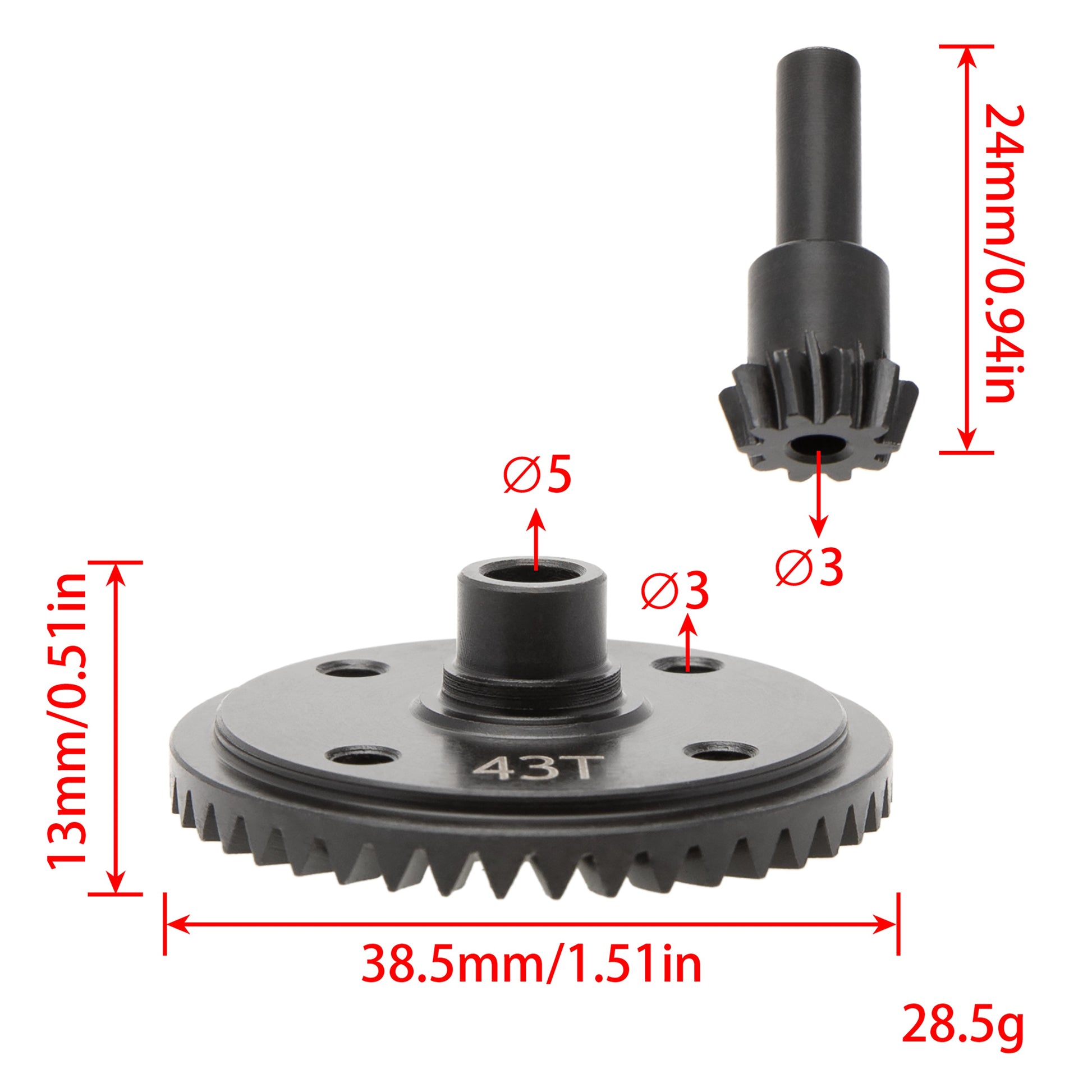 MEUS Racing Carbon Steel Diff Gear 43T 10T Gearbox Differential Gears