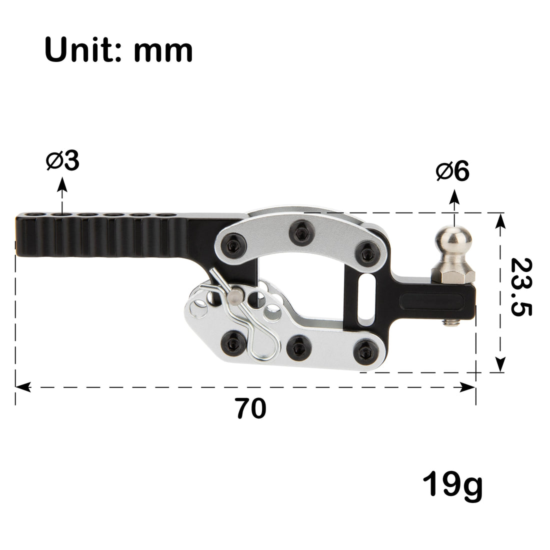MEUS Racing 1/10 Scale RC Trailer Hitch RC Tow Hook Drop Hitch Receiver for Axial SCX10 Traxxas TRX4