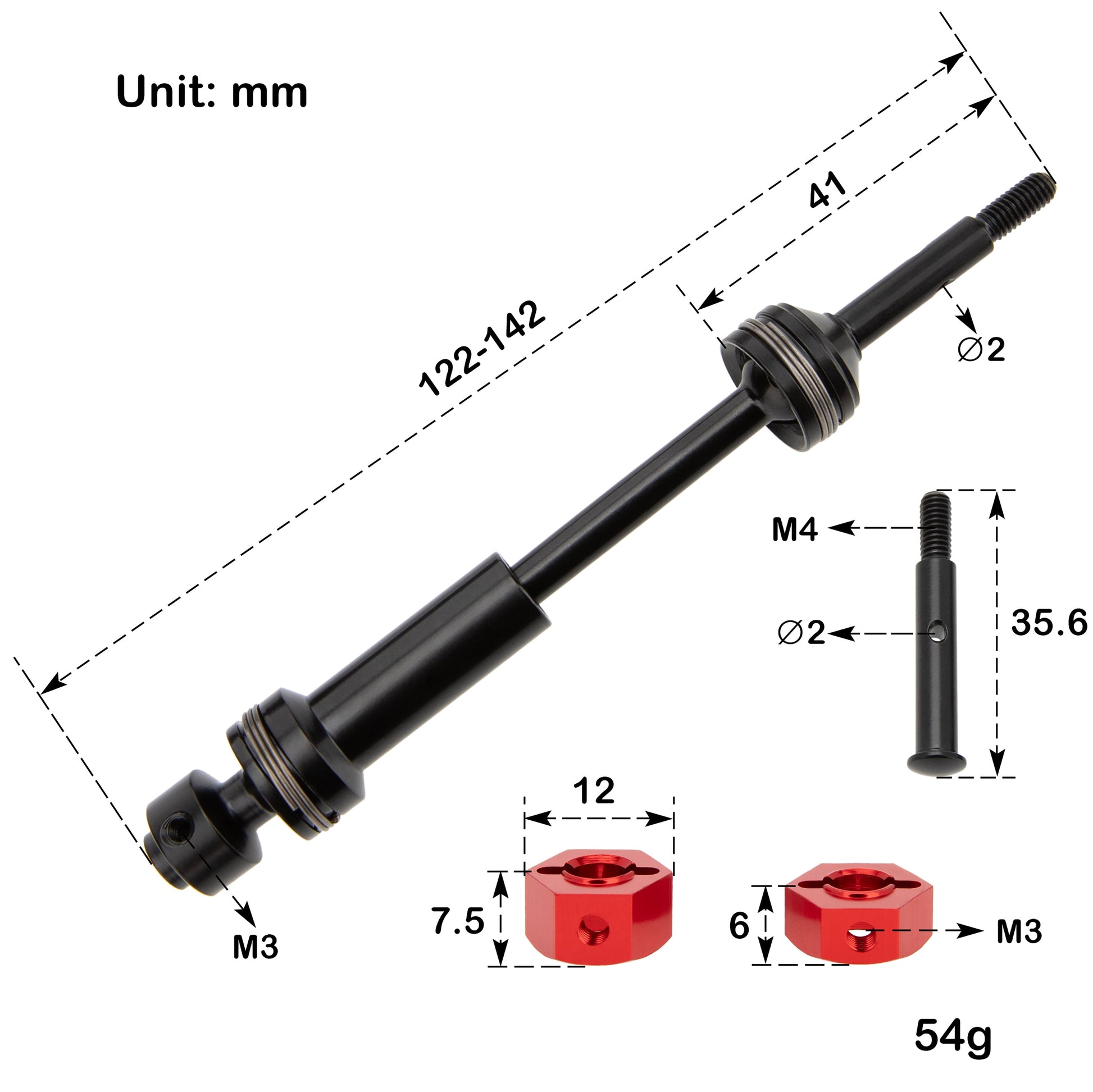 Heavy-Duty front Rear Steel Splined CV Driveshafts for 1/10 Slash size