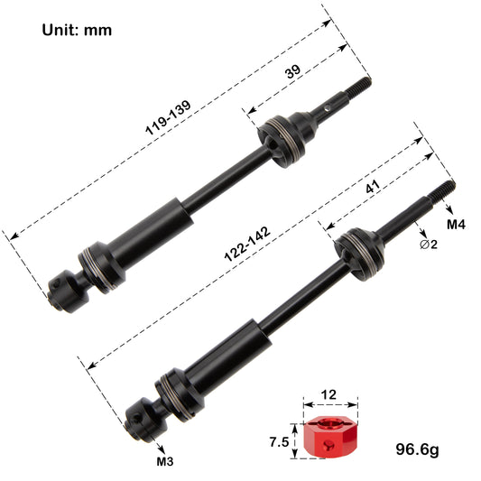 Front and Rear Steel CV Driveshafts for Slash size
