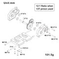 LCG 12:1 Ratio Metal Gearbox-explored view