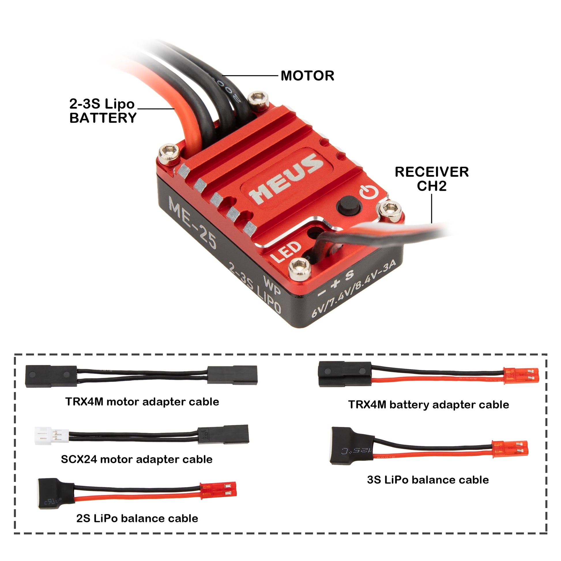 ME25 V2 Brushed Mini ESC cables