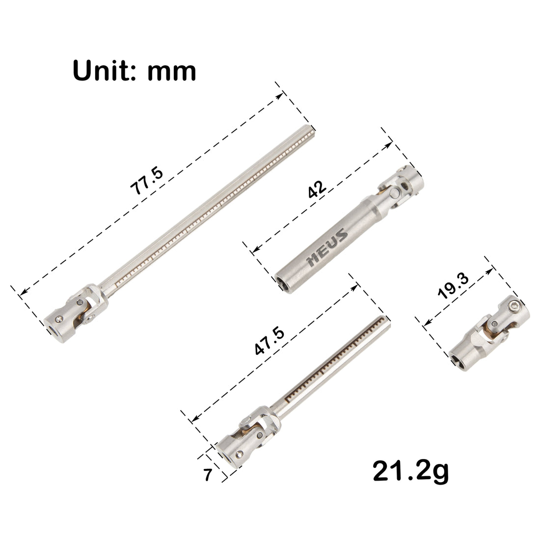 Metal SCX24 Cuttable Drive Shaft