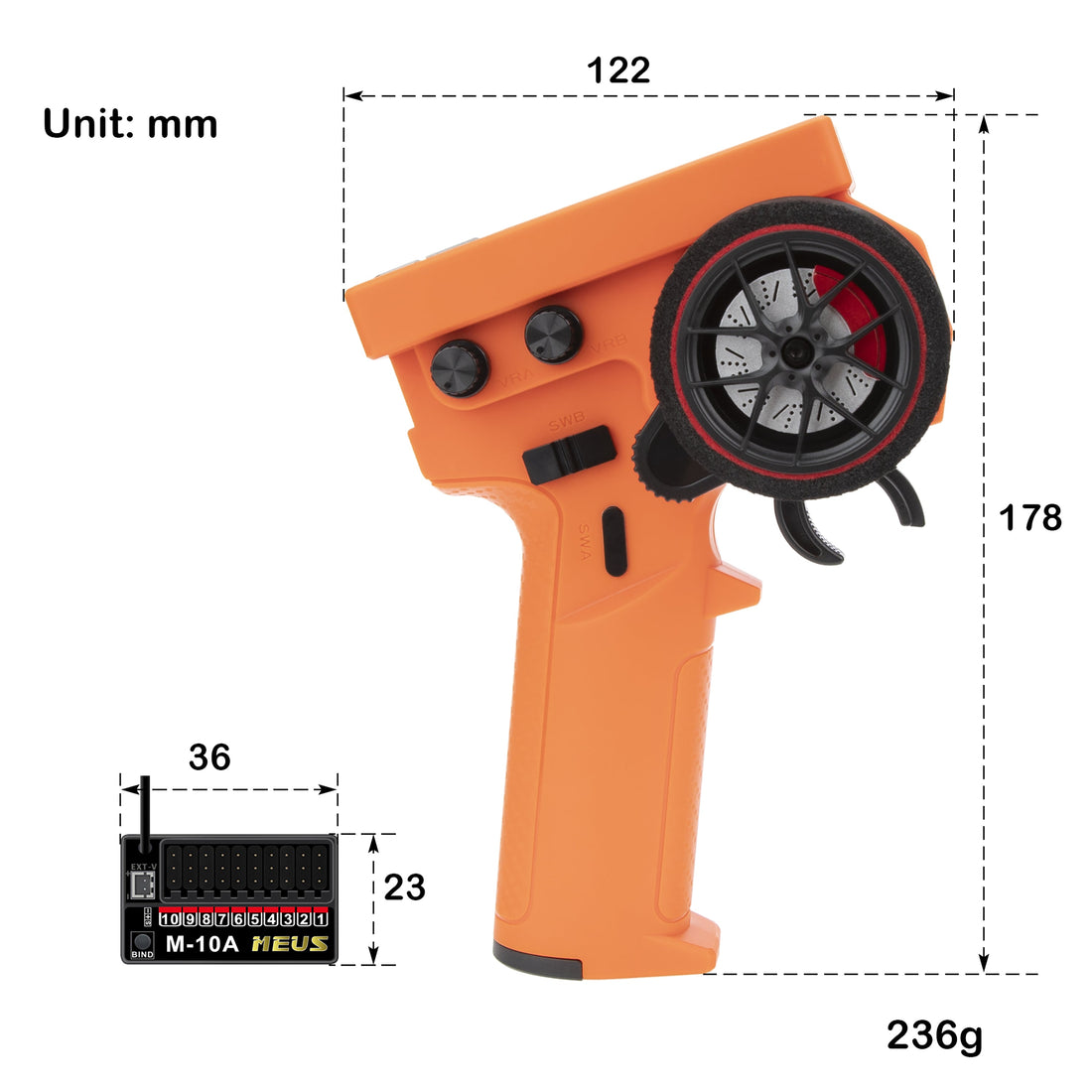 Orange RC Transmitter with 10 channels Receiver