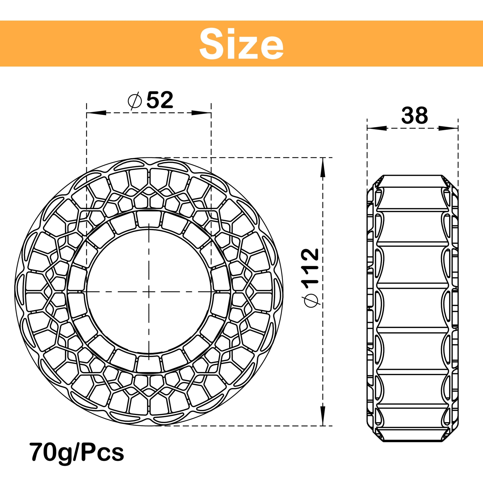 Orange Silicone Rubber Inserts Size for 1.9-Inch mud terrain tires