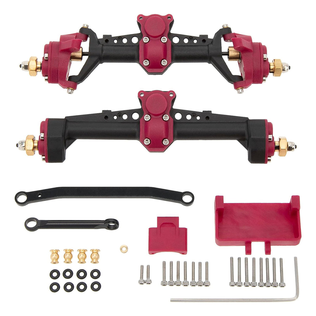 Plastic Nylon Front Rear Portal Axles for SCX24 Red