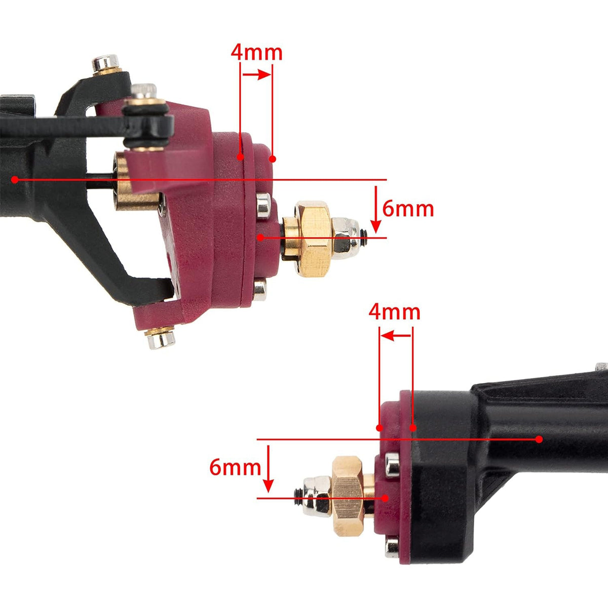 Plastic Nylon Front Rear Portal Axles size for SCX24 Red