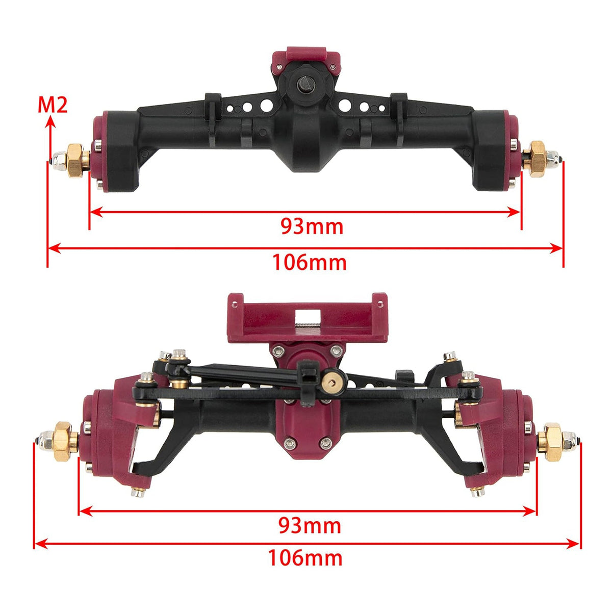 Plastic Nylon Front Rear Portal Axles size for SCX24 Red