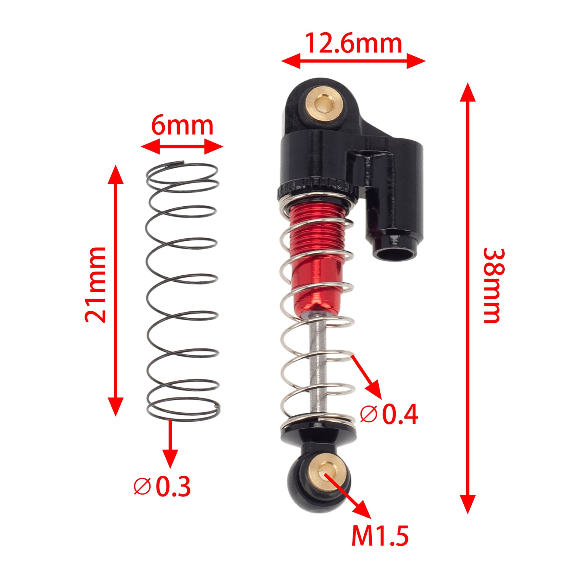  Red Aluminum SCX24 Shocks size
