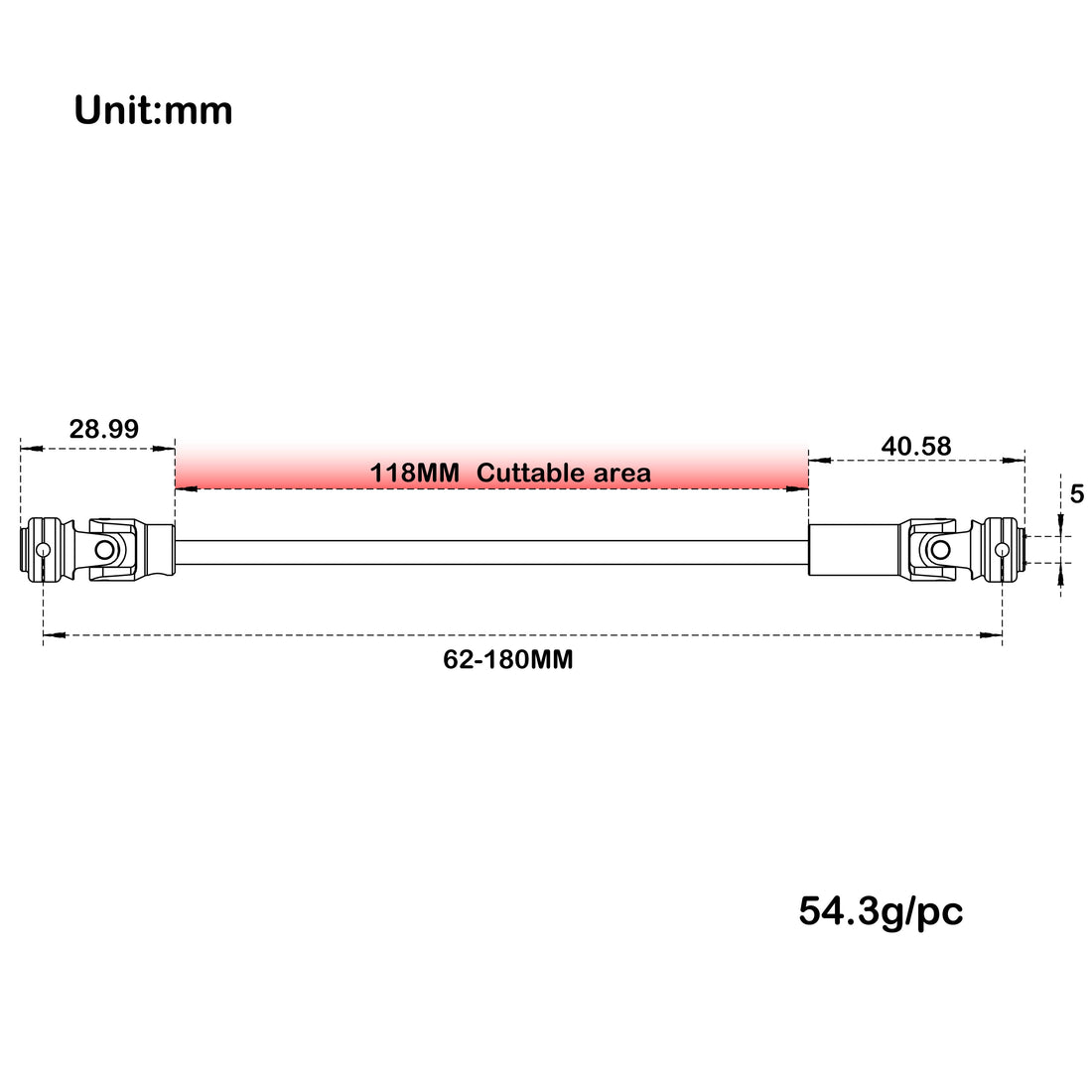SCX10 Cuttable Drive shafts