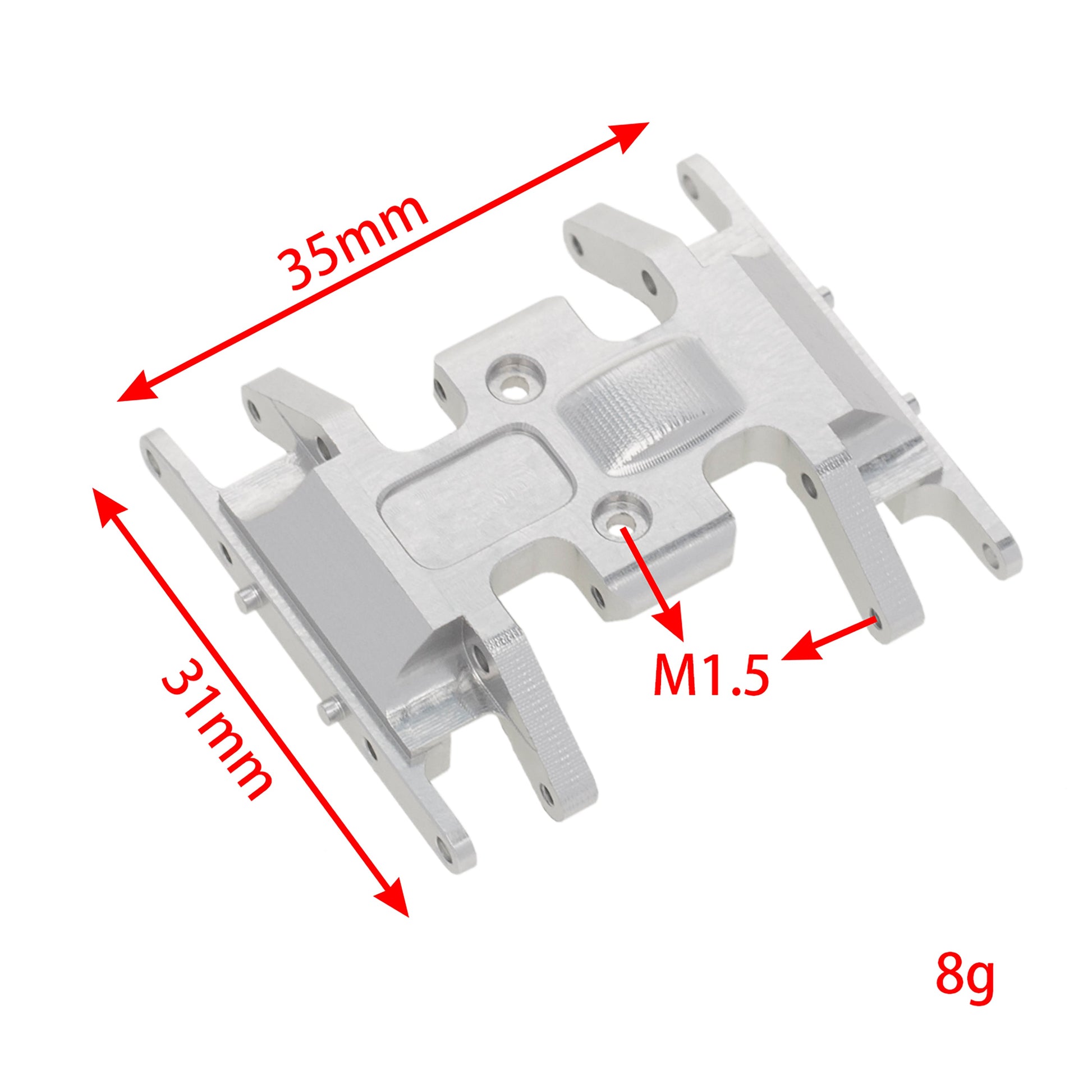 Silver SCX24 Transmission Skid Plate size