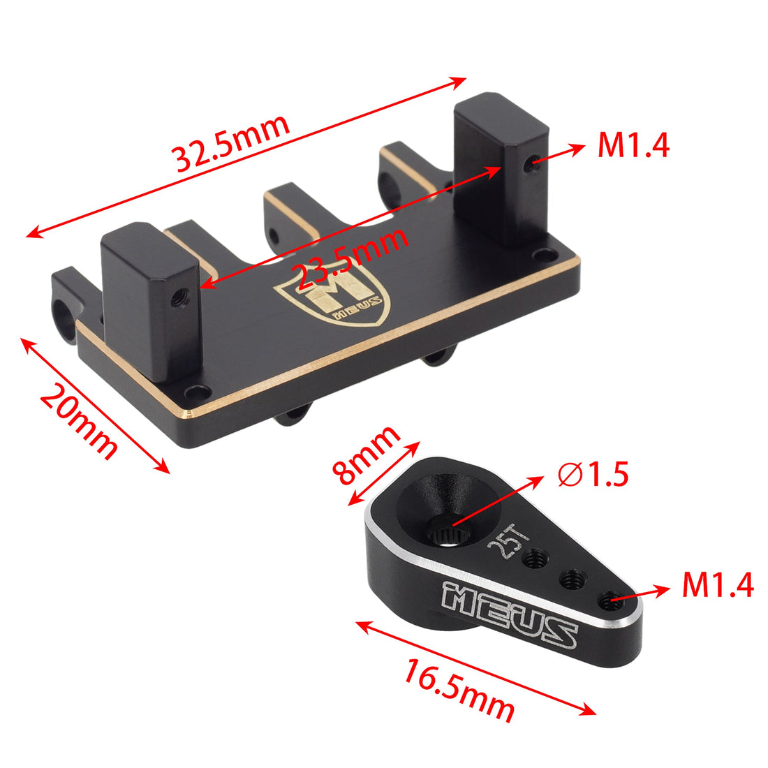 Adjustable Brass Servo Mount With Steering Horn for SCX24 C10 JLU Bronco