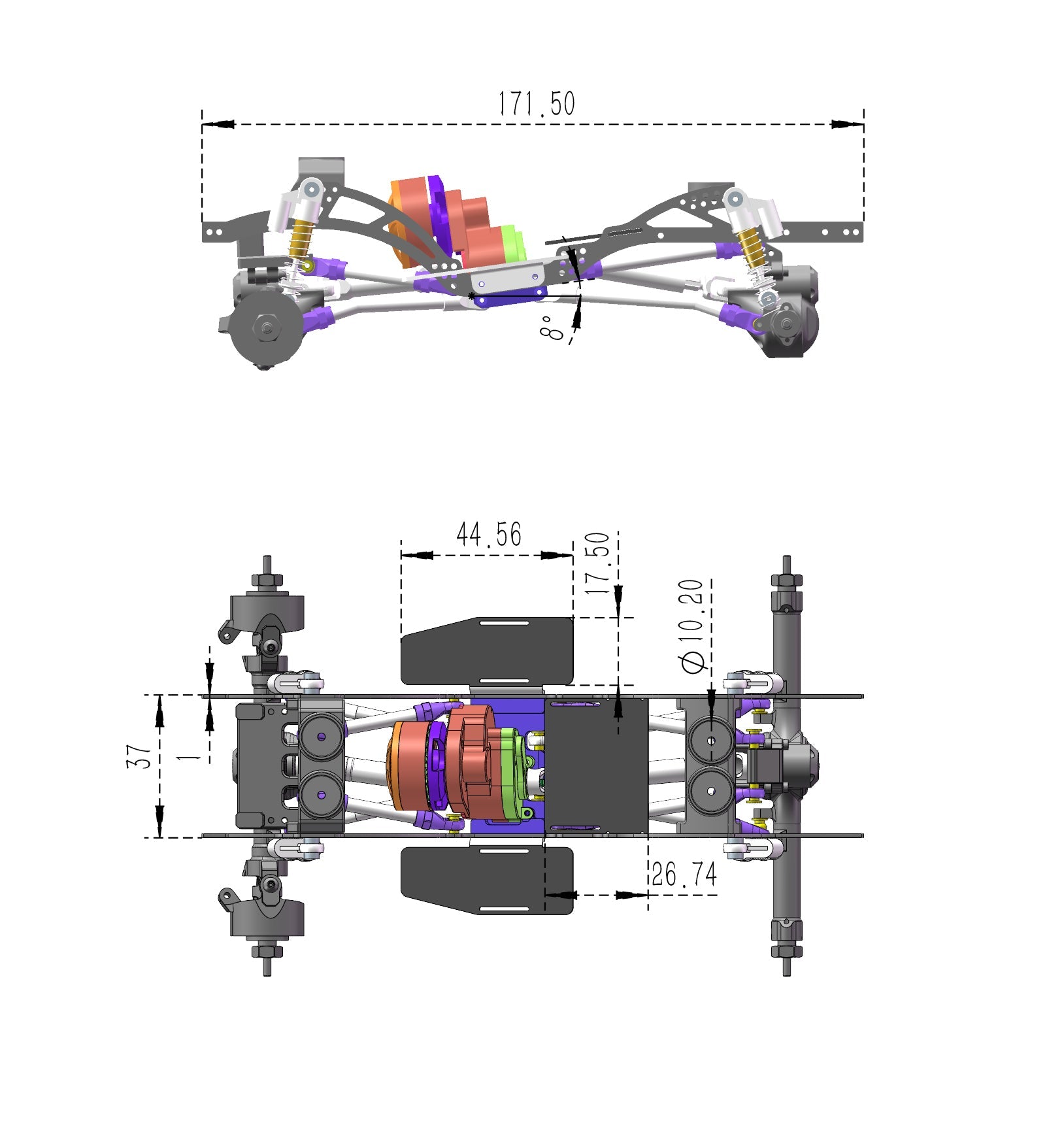 SCX24 C10 LCG TC4 Titanium Chassis Frame Instalaation