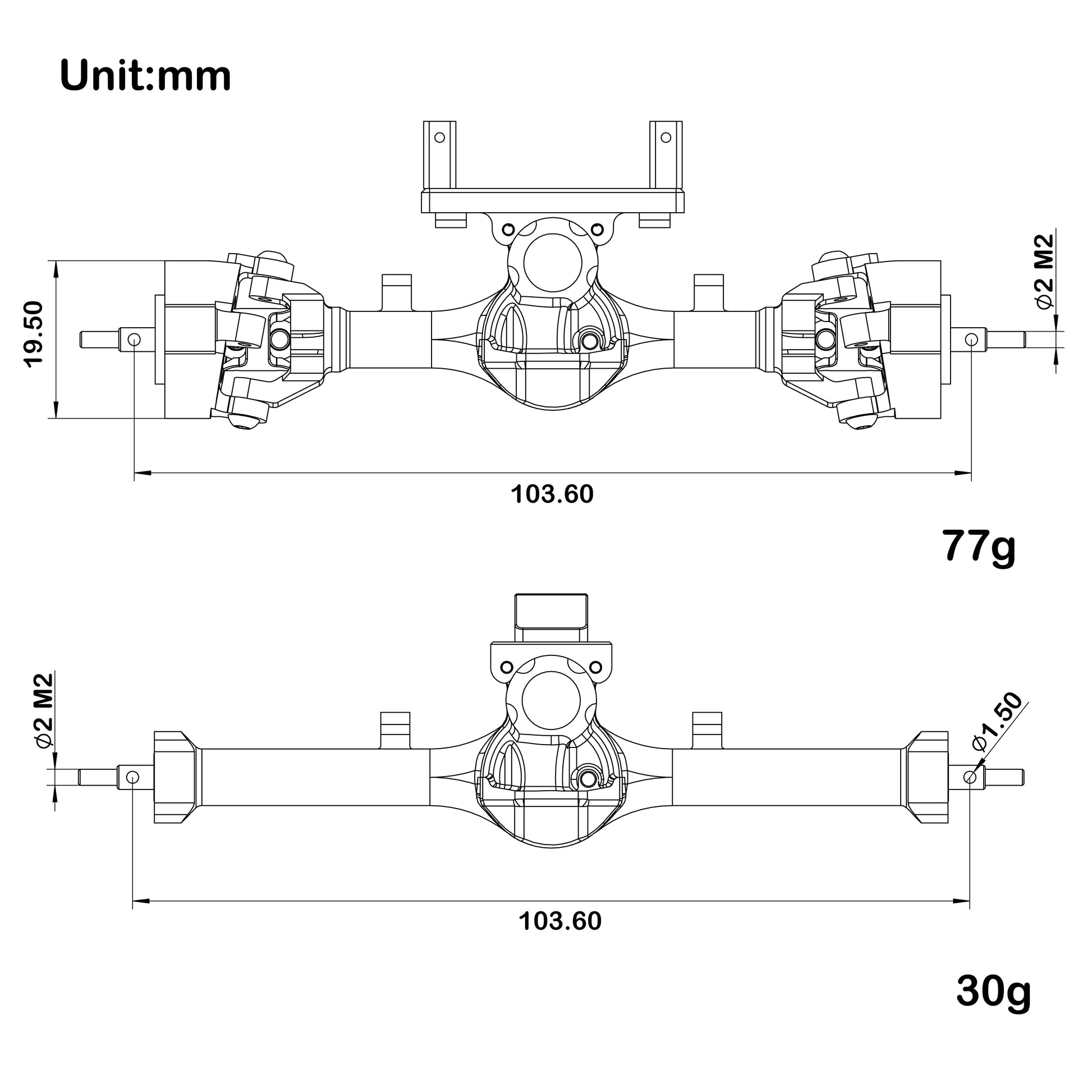 SCX24 Metal V3 Isokinetic Axles +9MM Size