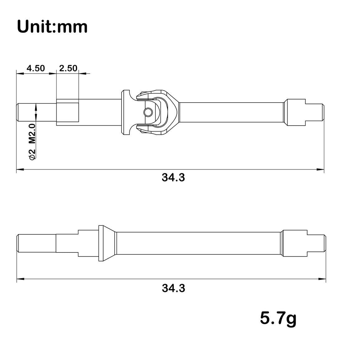 SCX30 front and rear Axle CVD shafts