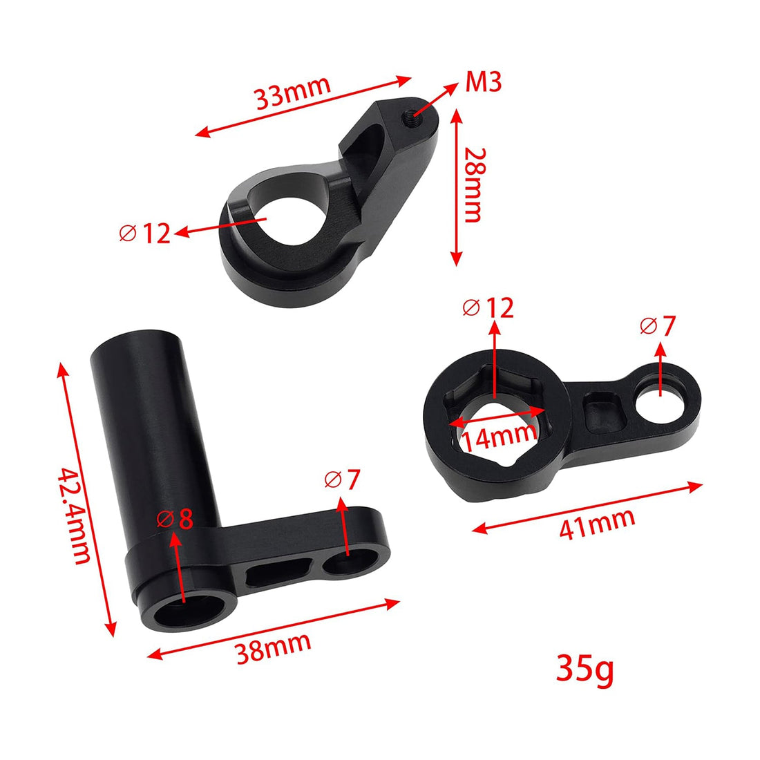 Black Aluminum Alloy Steering Bellcrank Set 7075