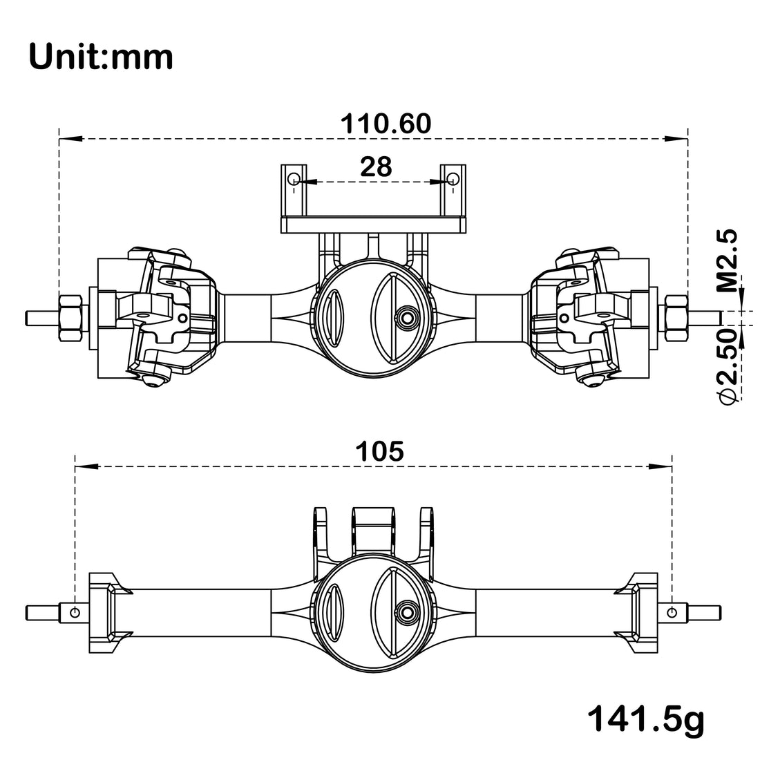 Black TRX4M Metal V2 Isokinetic Front & Rear axles
