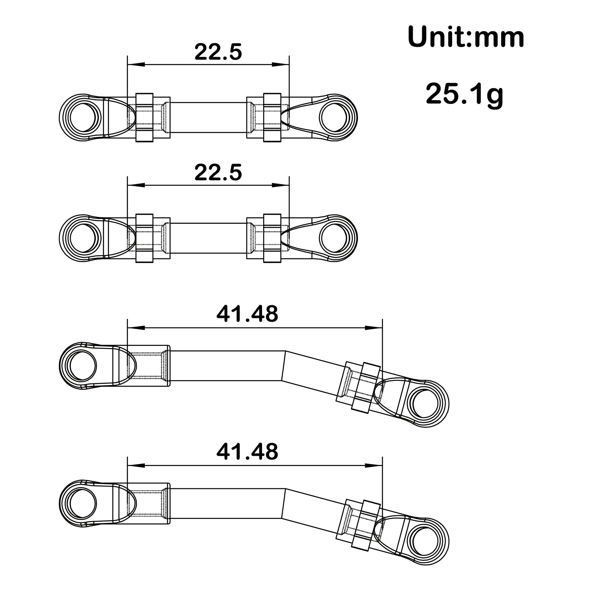 Titanium AX24 High Clearance Chassis Links Size