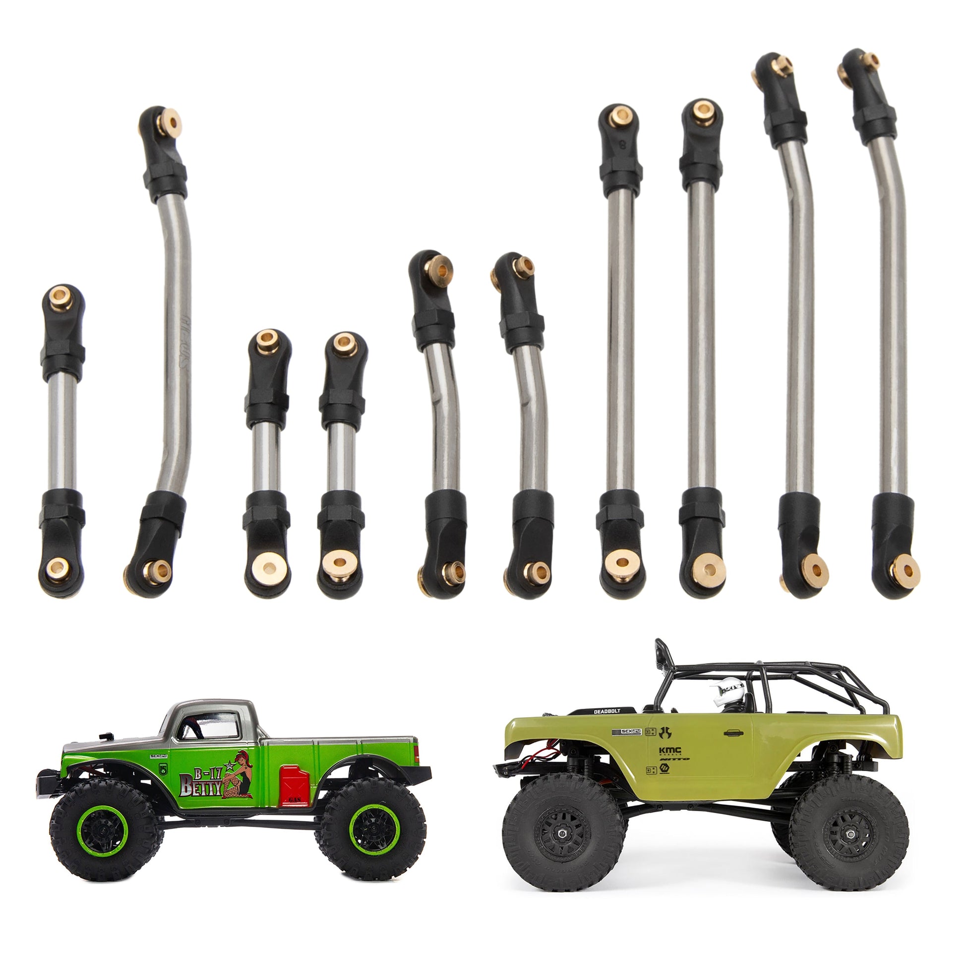 Titanium SCX24 Deadbolt High Clearance Chassis & Steering Links 
