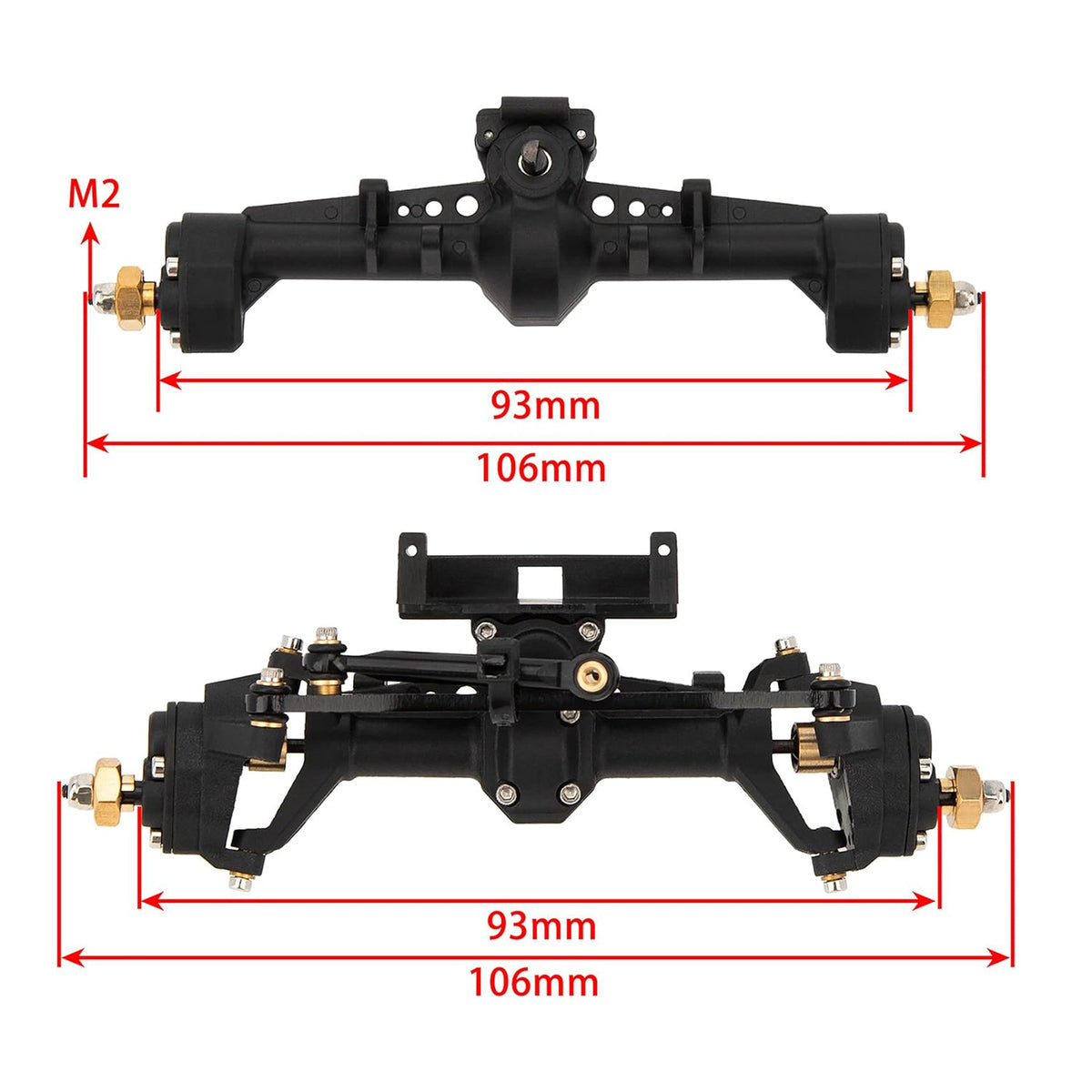 Plastic Nylon Front Rear Portal Axles size for SCX24