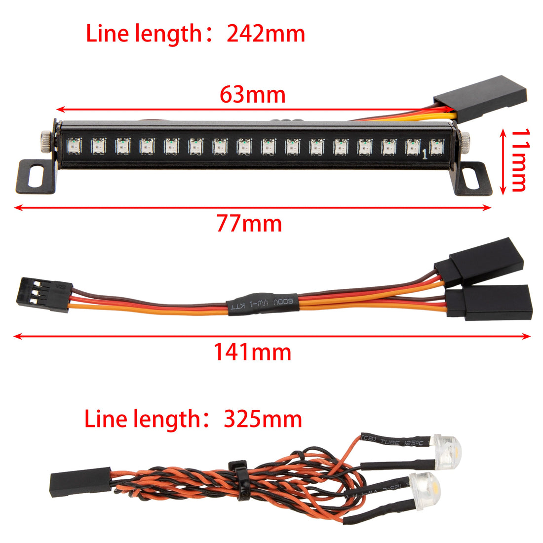 Metal Roof 16 LED Light Bar with 8MM Headlight for TRAXXAS TRX-4M Ripper V1 V2